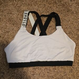 White and Black Sports Bra with Strappy Back | NWOT